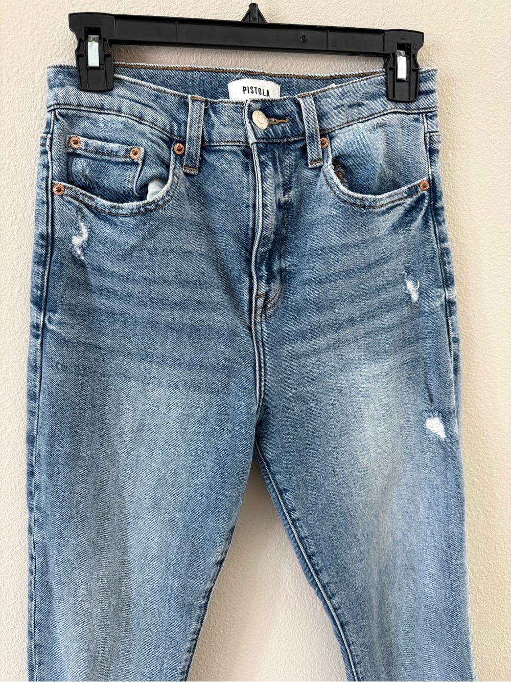 Pistola Light Blue High-Rise Distressed Women's Jeans 28 - Picture 2 of 7